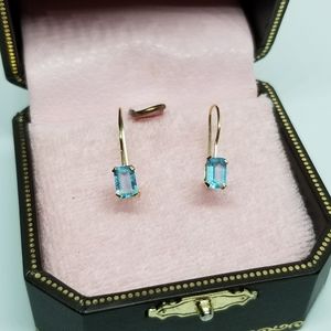 Blue topaz and gold earrings